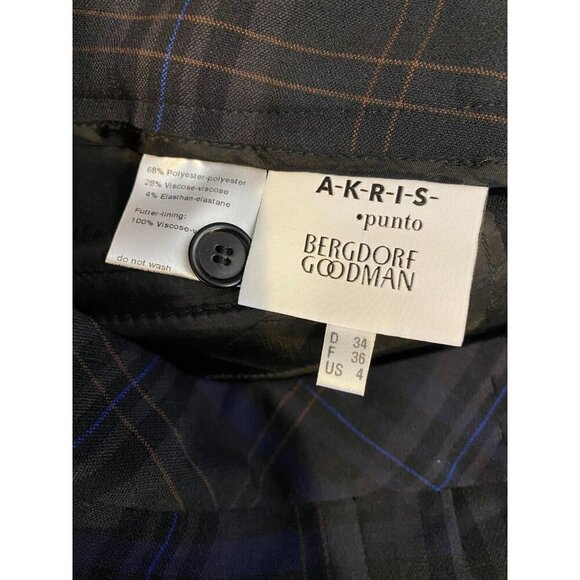 Akris Punto Bergdorf Goodman Blue Plaid Ankle Dress Pant Women's SIze 4 - Picture 5 of 5
